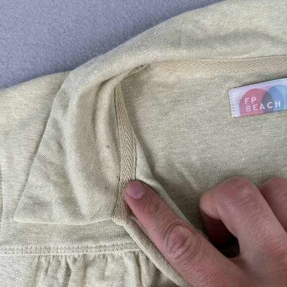 Free People Moonlight Midi Dress Small Fava Bean Green Cotton Hemp FP Beach - Picture 3 of 16